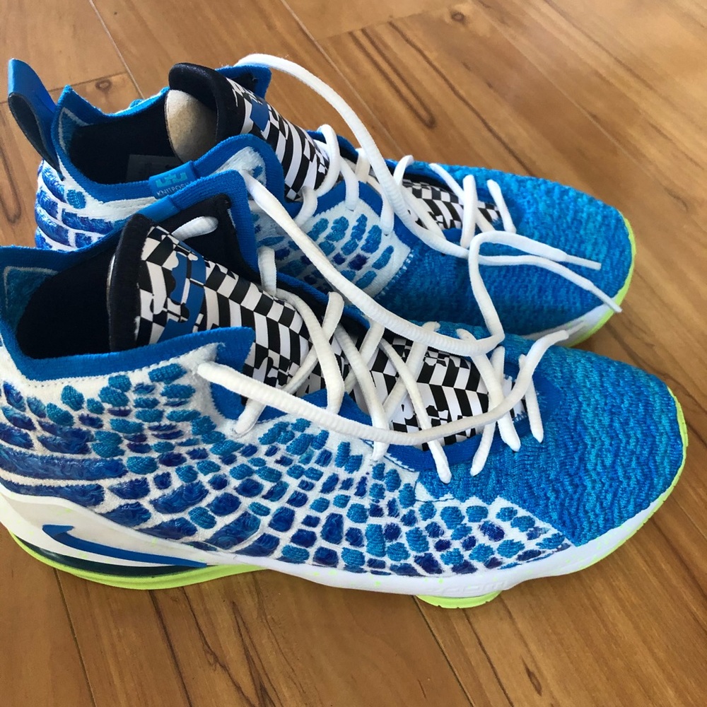 Nike Lebron XII size 7Youth- Blue/White/Neon green
